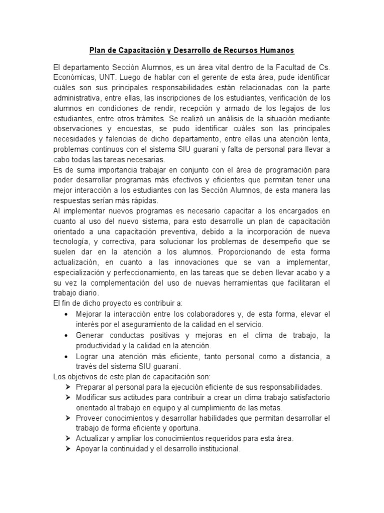 Plan de Capacitación | PDF | Crecimiento personal y profesional