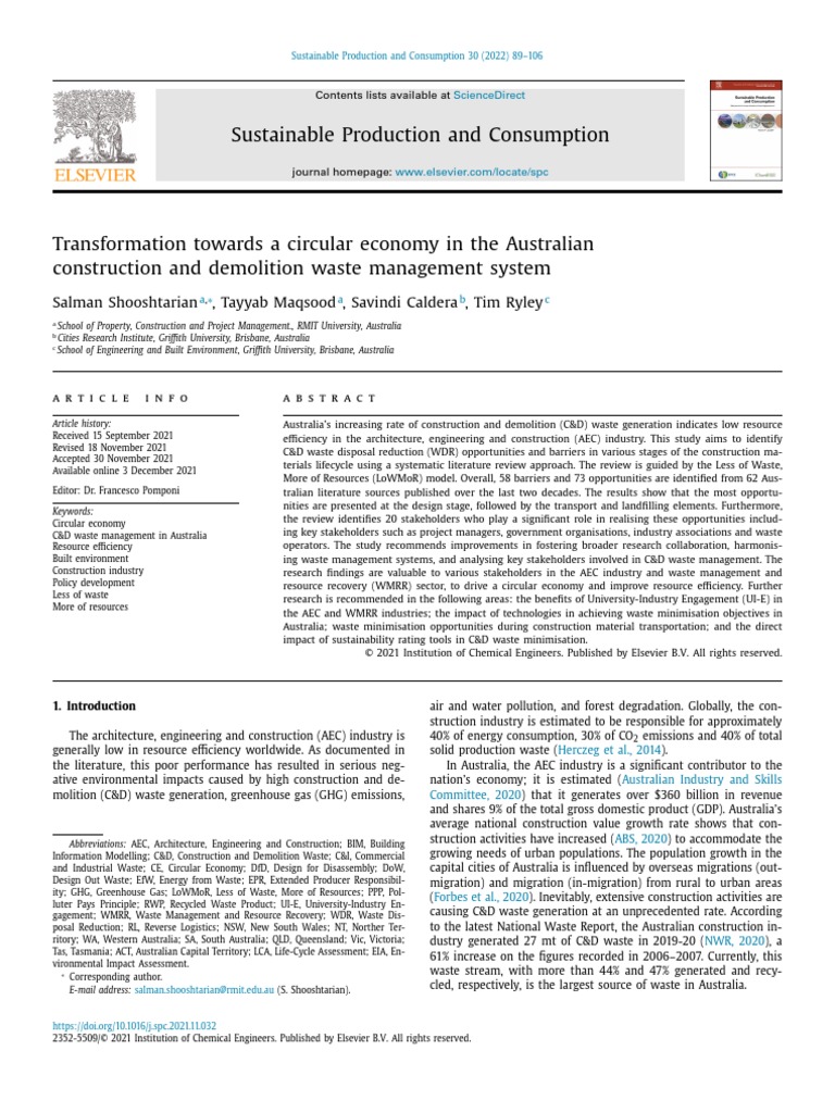 Transformation Towards A Circular Economy in The | PDF | Waste ...