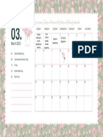 Pastel Pink Olive Hand Drawn Illustrated March 2023 Calendar