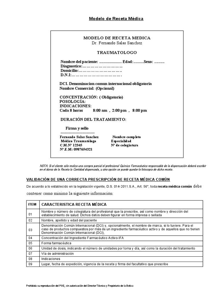 5.1 Modelo de Receta Medica | PDF | Prescripción médica | Farmacéutico