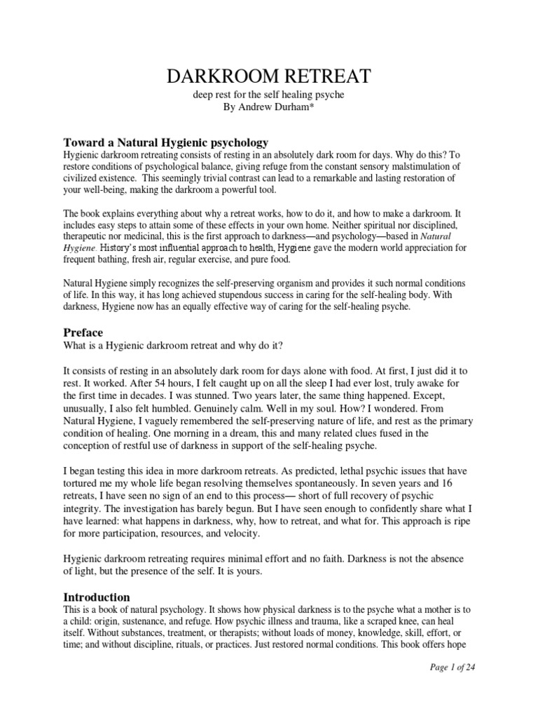 Darkroom RetreatDeep Rest For The SelfHealing Psyche by Andrew Durham