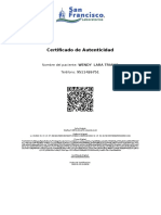 Certificado de Autenticidad: Nombre Del Paciente: WENDY LARA TRIANO Teléfono: 9511426751