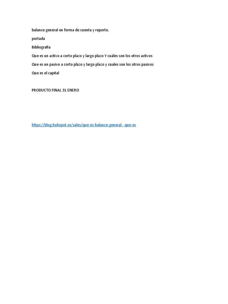Balance General en Forma de Cuenta y Reporte | PDF | Hoja de balance ...