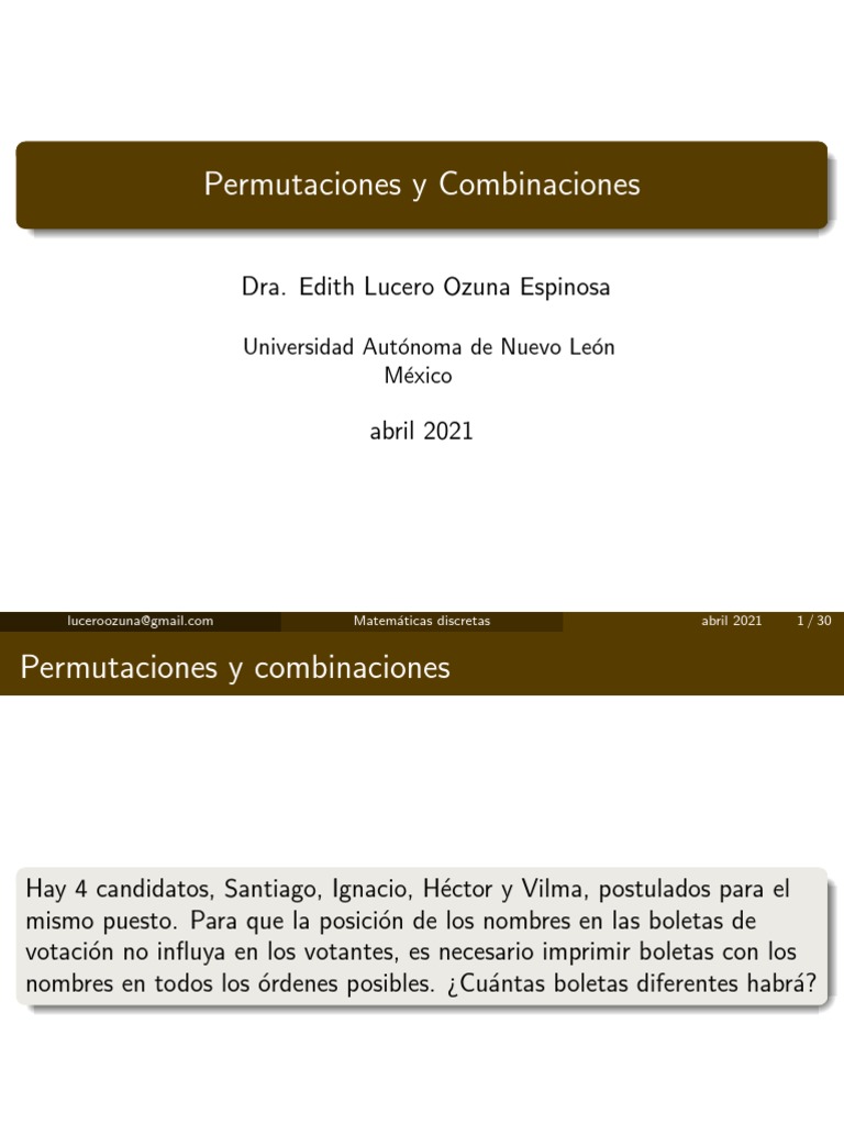 Ejercicios de Permutaciones y Combinaciones | PDF | Jugando a las ...
