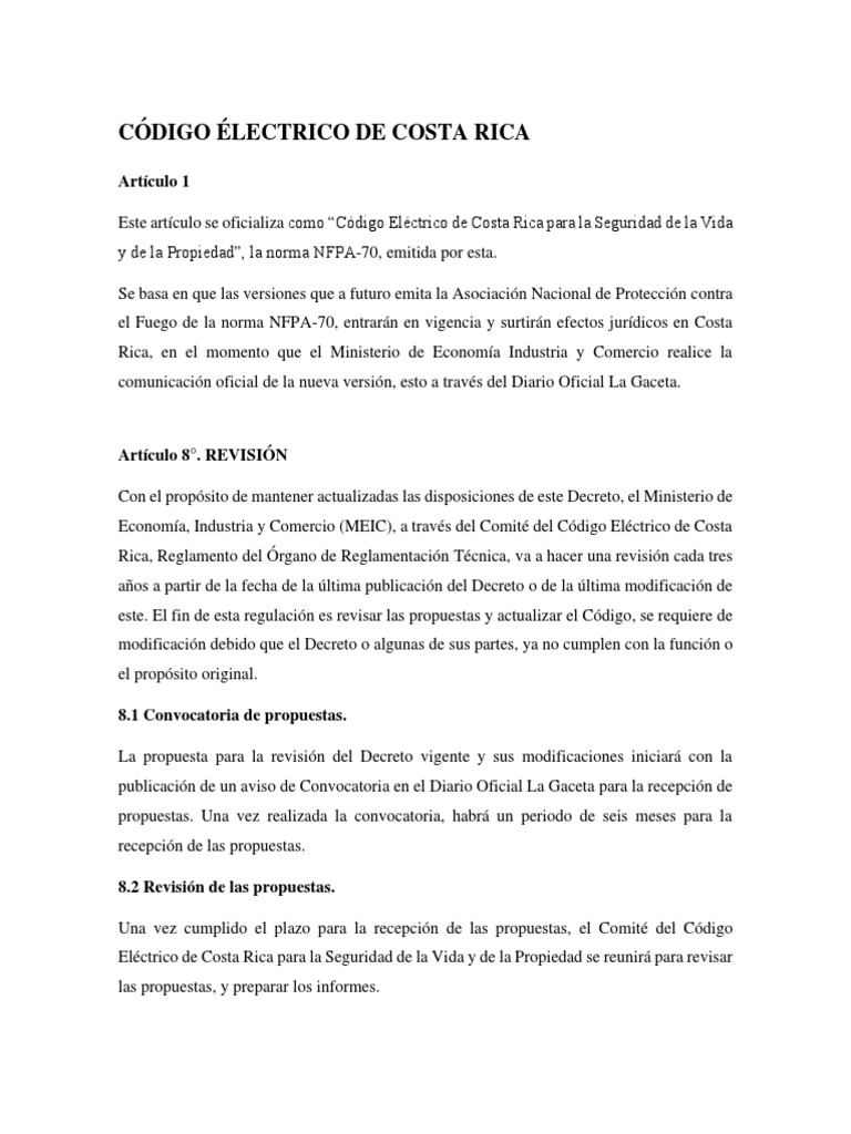 Código Eléctrico de Costa Rica 2024 | PDF | Gobierno