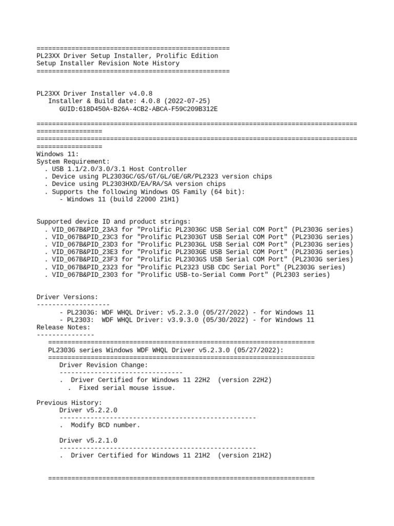 PL23XX Driver Installer for Windows 11 | PDF | Device Driver ...