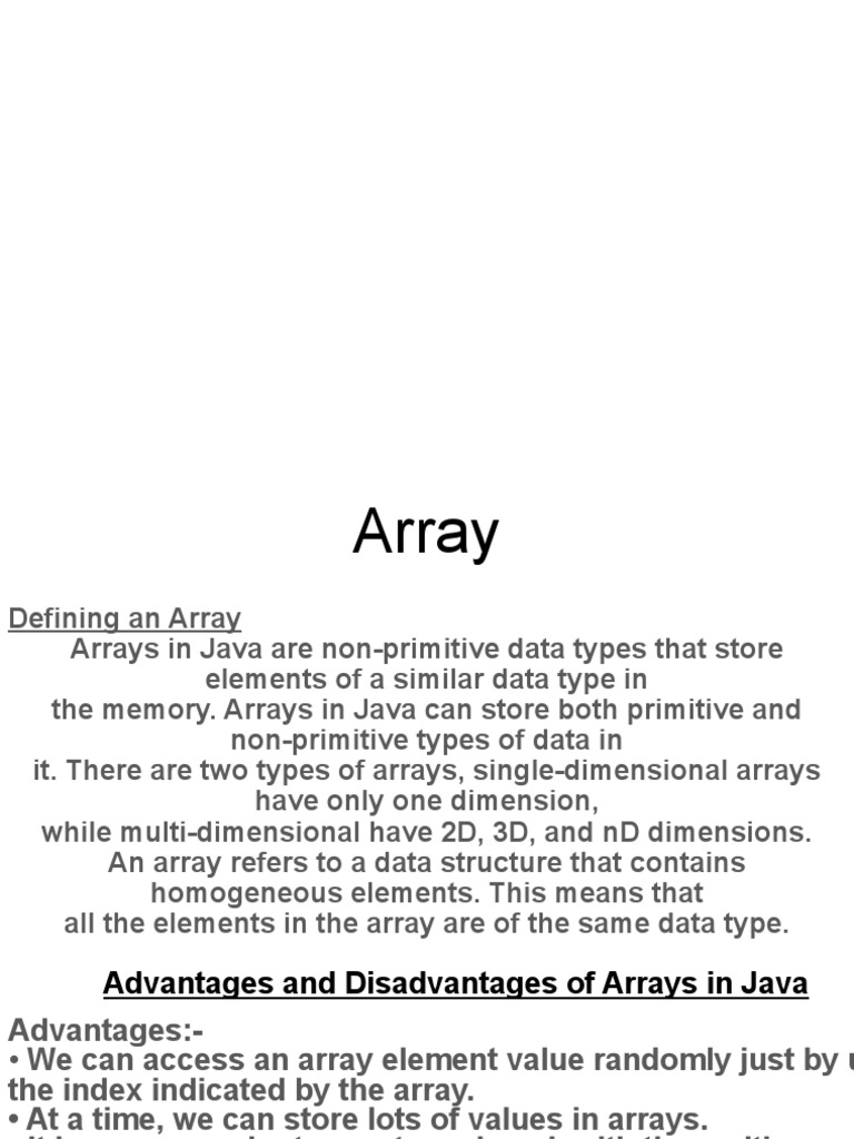 Array Java Documentation Array Java Documentation