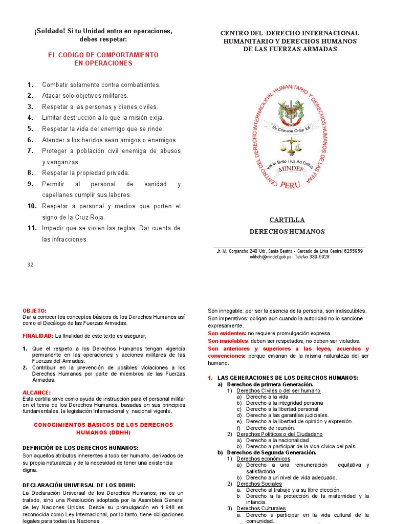 Cartilla - Decálogo de Las Fuerzas Del Orden | PDF | Derechos humanos ...