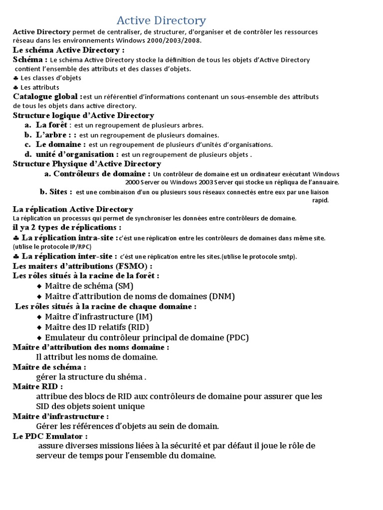Schéma et gestion d'Active Directory | PDF | Système de noms de ...