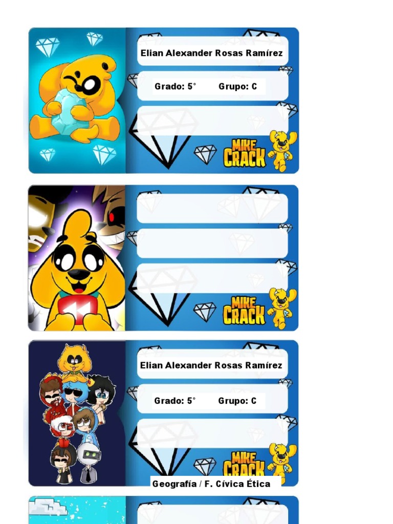 Etiquetas Escolares Mikecrack Editables Gratis | PDF