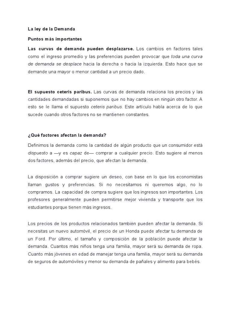 Ley de La Demanda y La Oferta | PDF | Oferta y demanda | Oferta (economía)