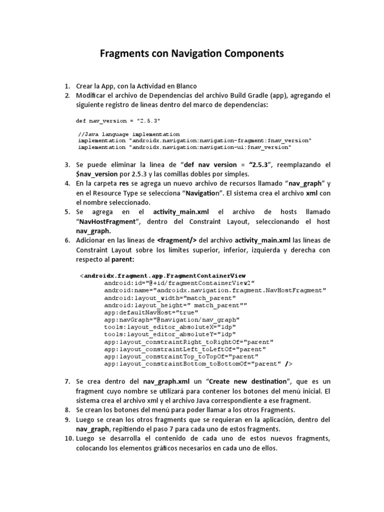 Implementación de Fragments con Navigation Components | PDF | Archivo ...