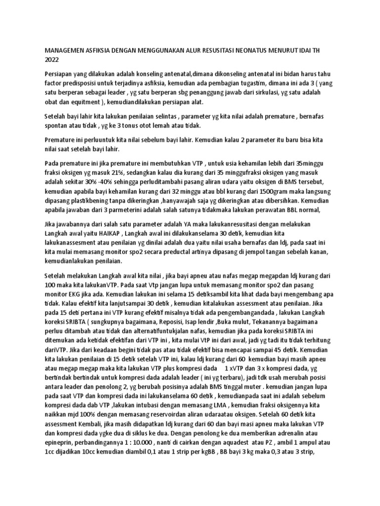 Managemen Asfiksia Dengan Menggunakan Alur Resusitasi Neonatus Menurut ...