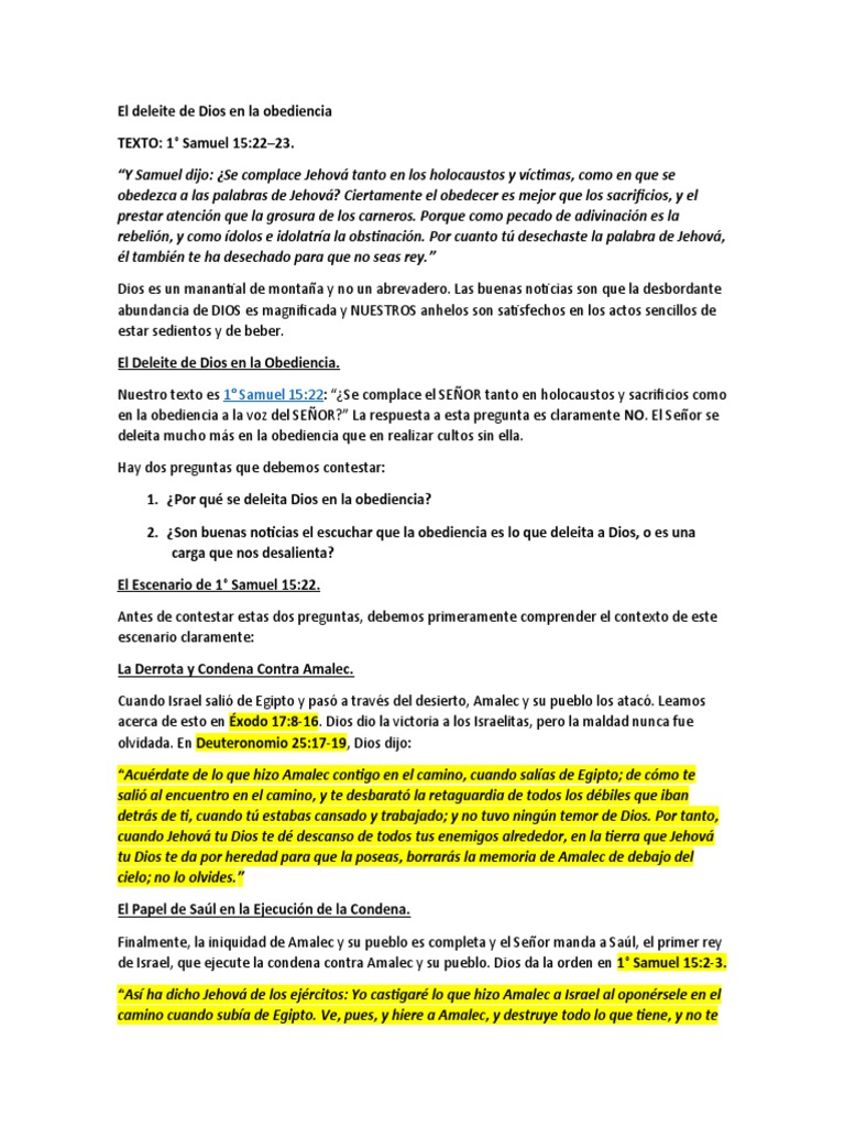 El Deleite de Dios en La Obediencia | PDF | Saulo | Pecado
