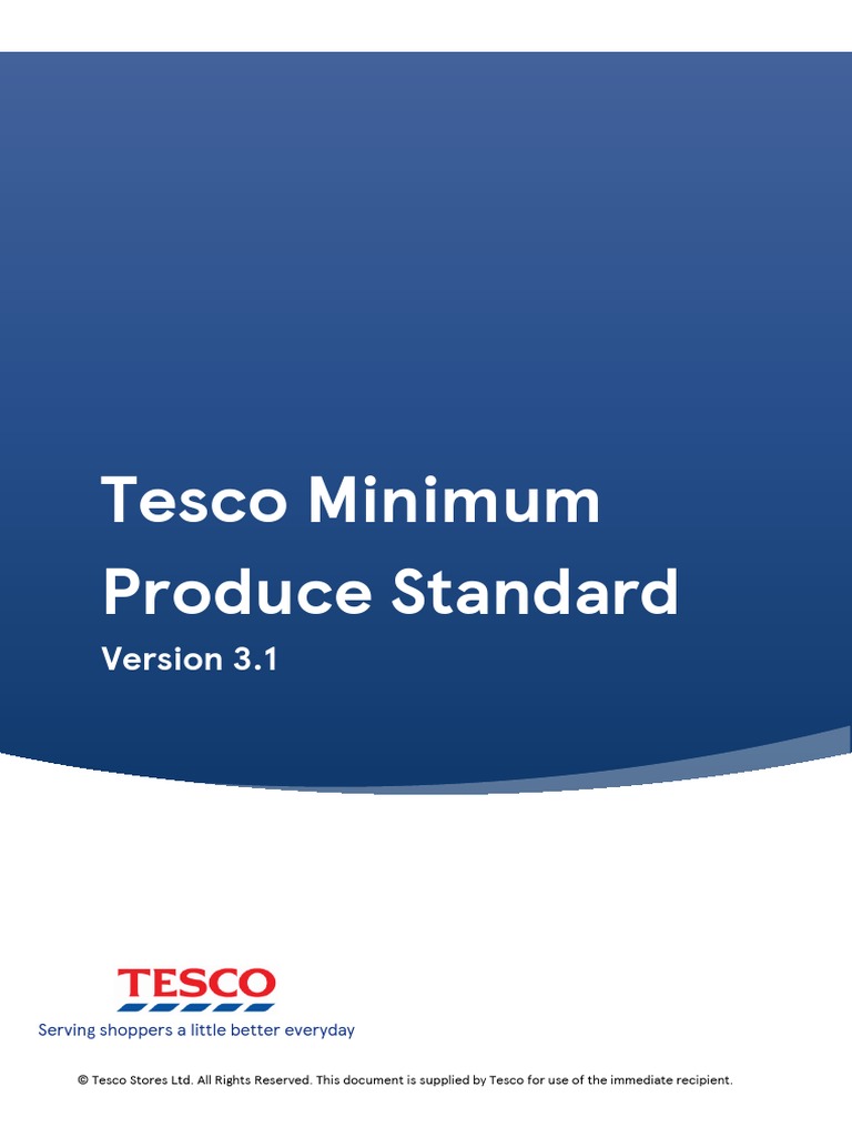 20042V3.1EN Tesco Minimum Produce Standard V3.1 PDF Food Safety Audit