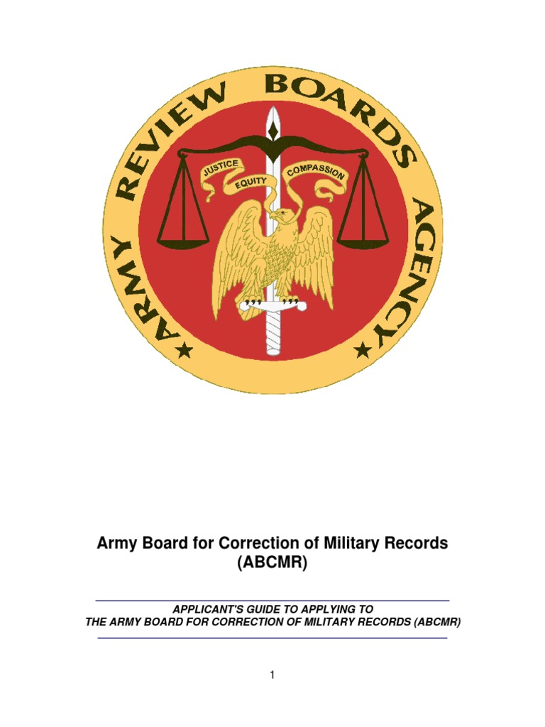 Applicant's Guide To Applying To The Army Board For Correction of