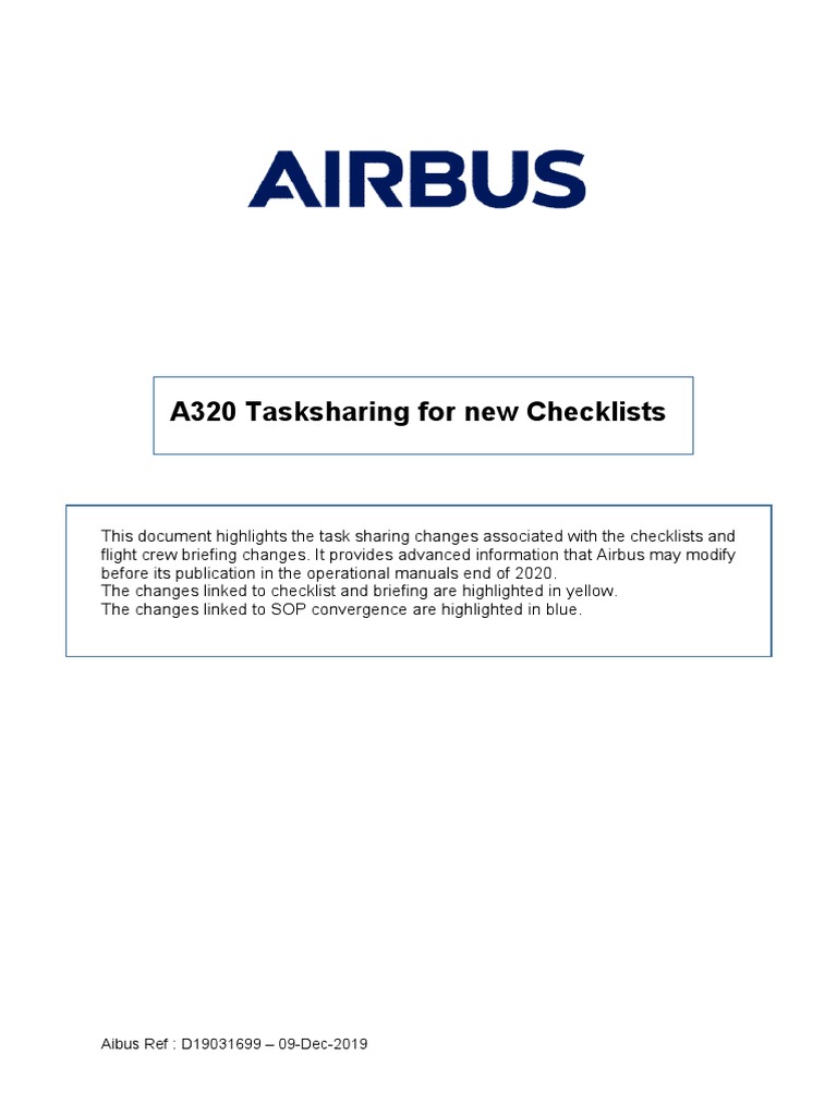 A320 Tasksharing Checklist Updates | PDF | Aeronautics | Civil Aircraft