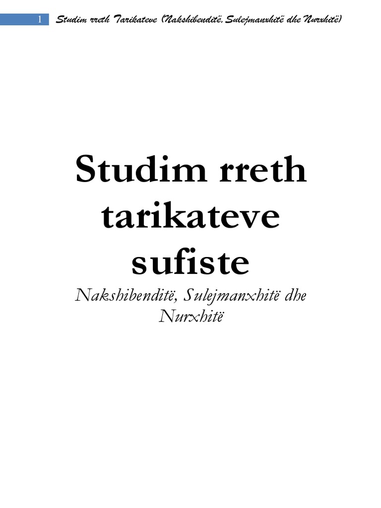Studim Rreth Tarikateve Sufiste ... | PDF