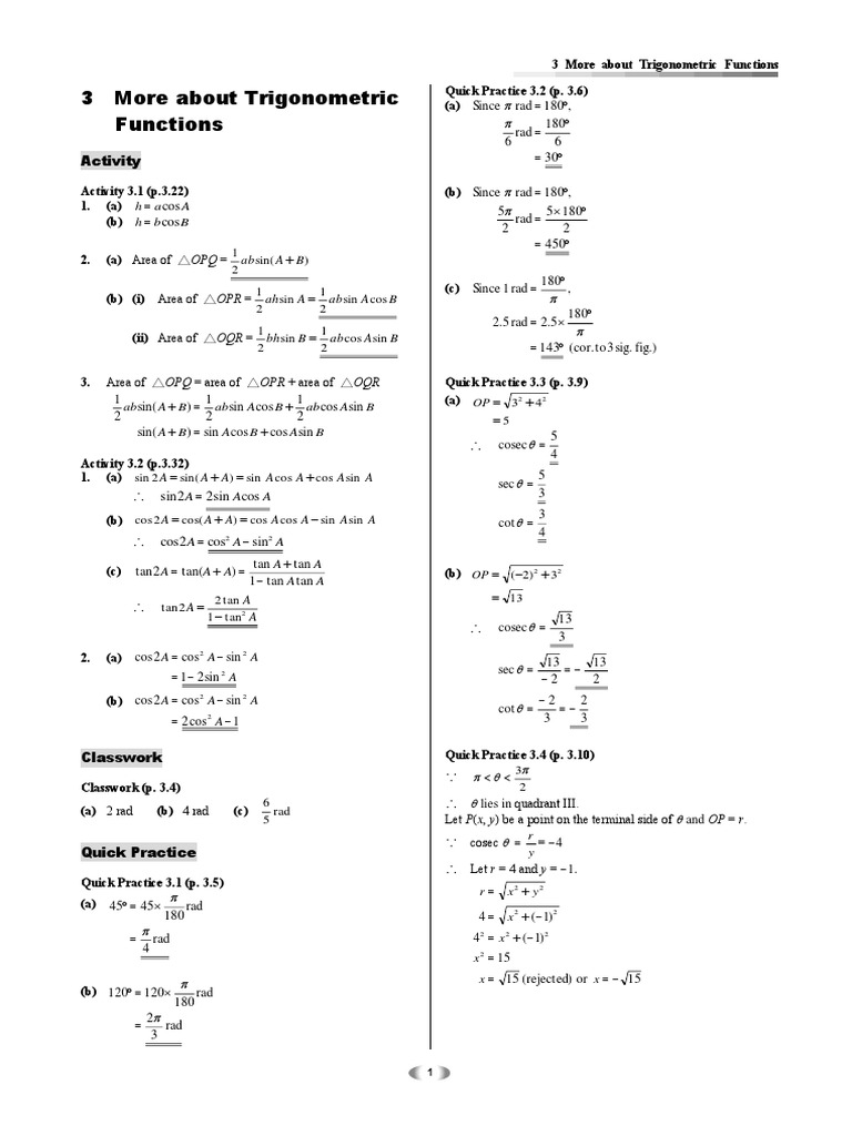 Advanced Trigonometric Functions | PDF | Trigonometric Functions | Geometry