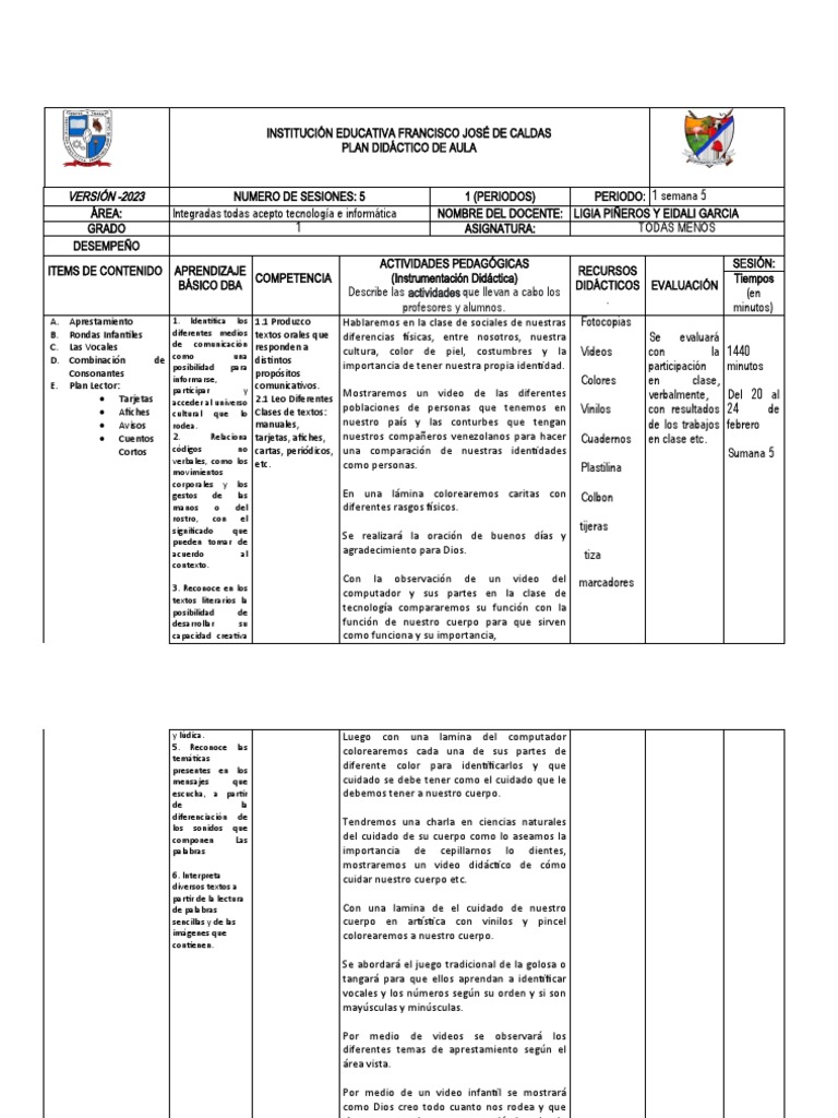 Secuencia Didactica 2023 Semana Quinta Grado Primero Fundadores Galan