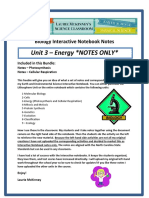 Biology Interactive Notebook Energy Photosynthesis Cellular Respiration FREE