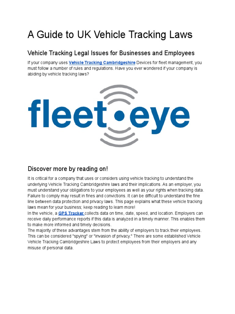 A Guide To UK Vehicle Tracking Laws PDF Privacy Information Privacy
