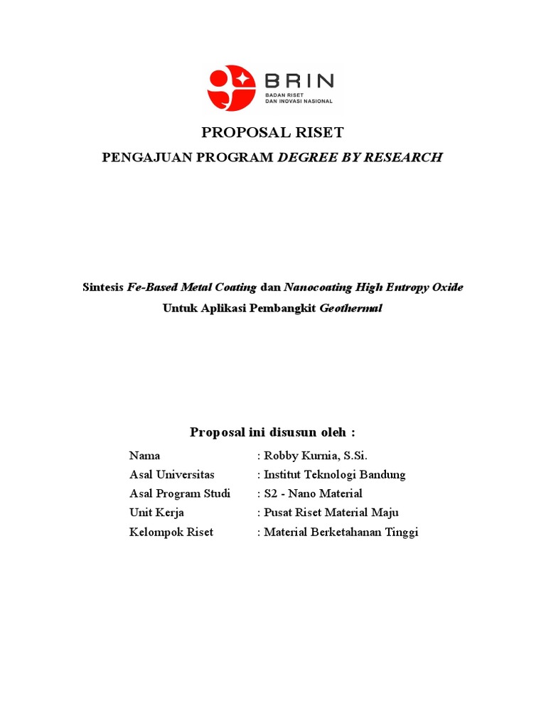Proposal Riset Metal Coating Geothermal | PDF | Ilmu Sosial | Teknologi ...