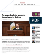 Por Supuesto Plagio, Presentan Denuncia Contra Ministra