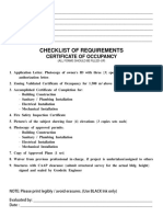 Checklist of Requirement Occupancy 2