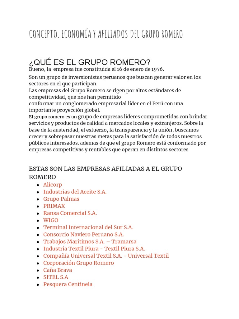 Grupo Romero | PDF