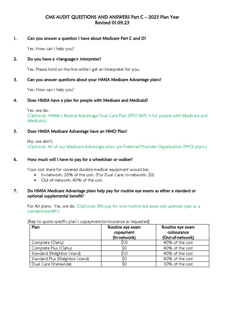 HMSA Medicare Advantage FAQs 2023 | PDF | Medicare (United States ...