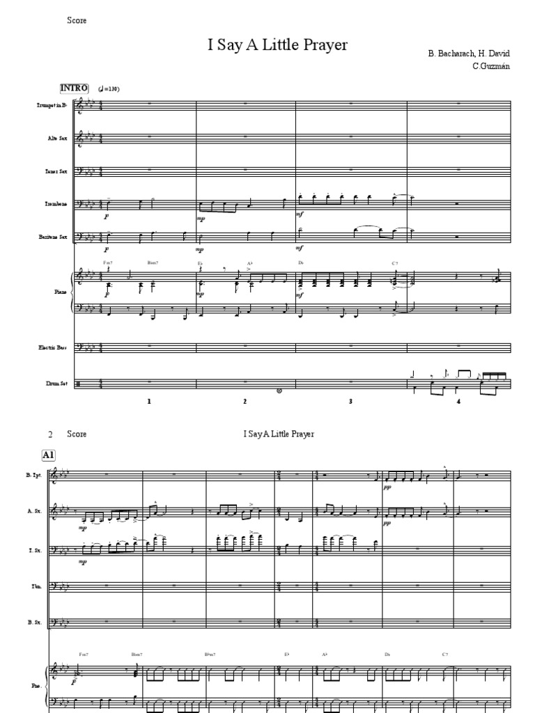 Cintia Guzman Arreglo I Say A Little Prayer Score | PDF | Saxophone ...