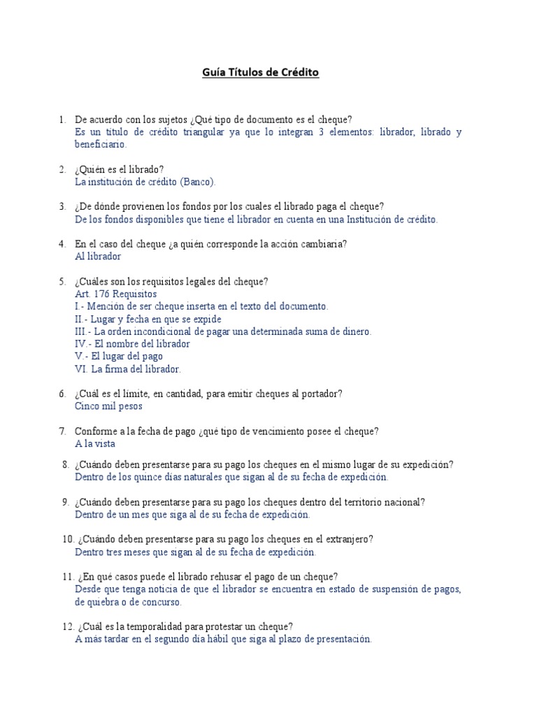 Guía Completa sobre Títulos de Crédito | PDF | Cheque | Ley de fideicomiso