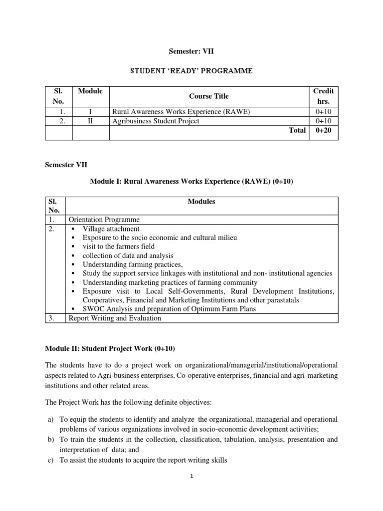 7th Semester Student Ready Programme | PDF | Methodology | Cattle