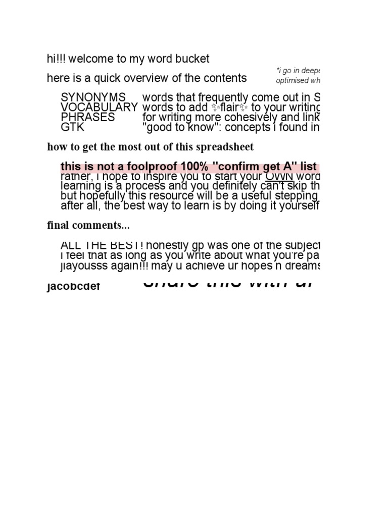 Word Bucket | PDF | Anger | Feeling