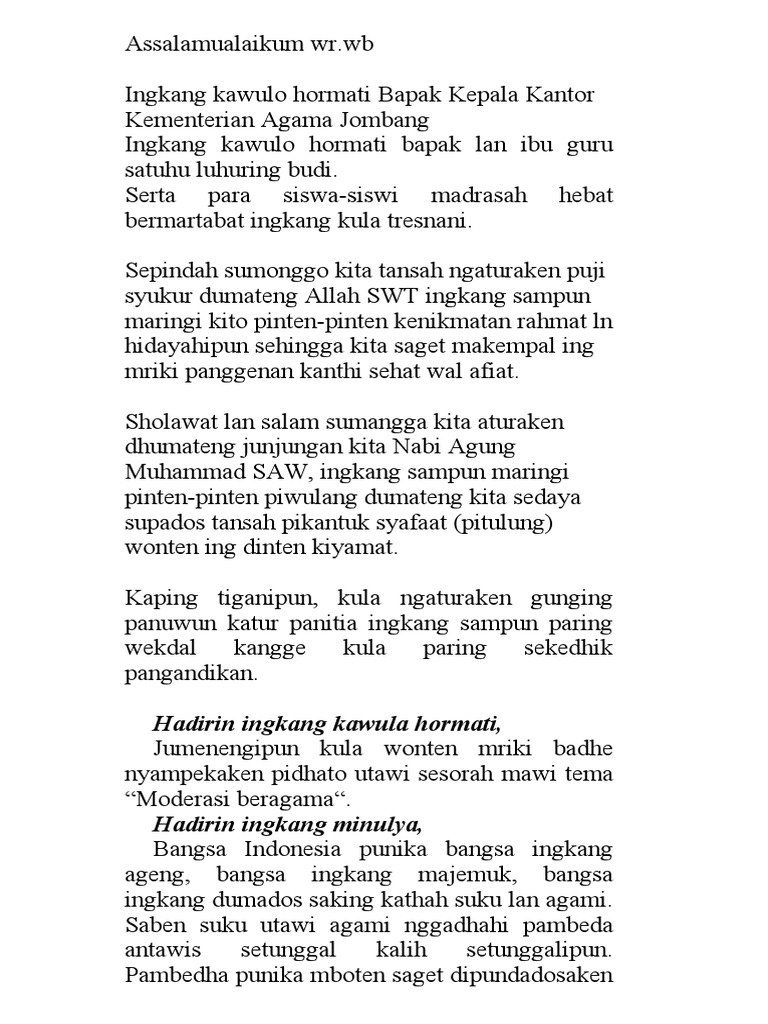 Pidato B. Jawa Moderasi Beragama-1 | PDF