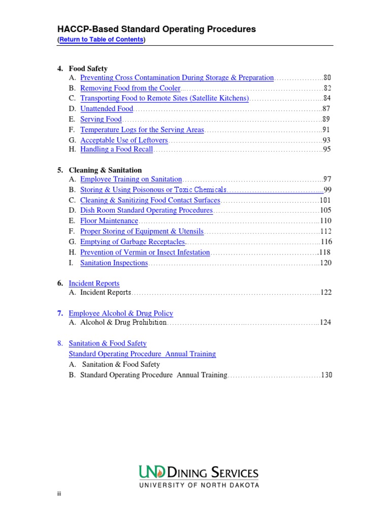 HACCP-Based Standard Operating Procedures: 4. Food Safety | PDF