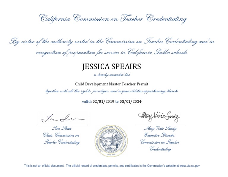 Child Development Master Teacher Permit | PDF