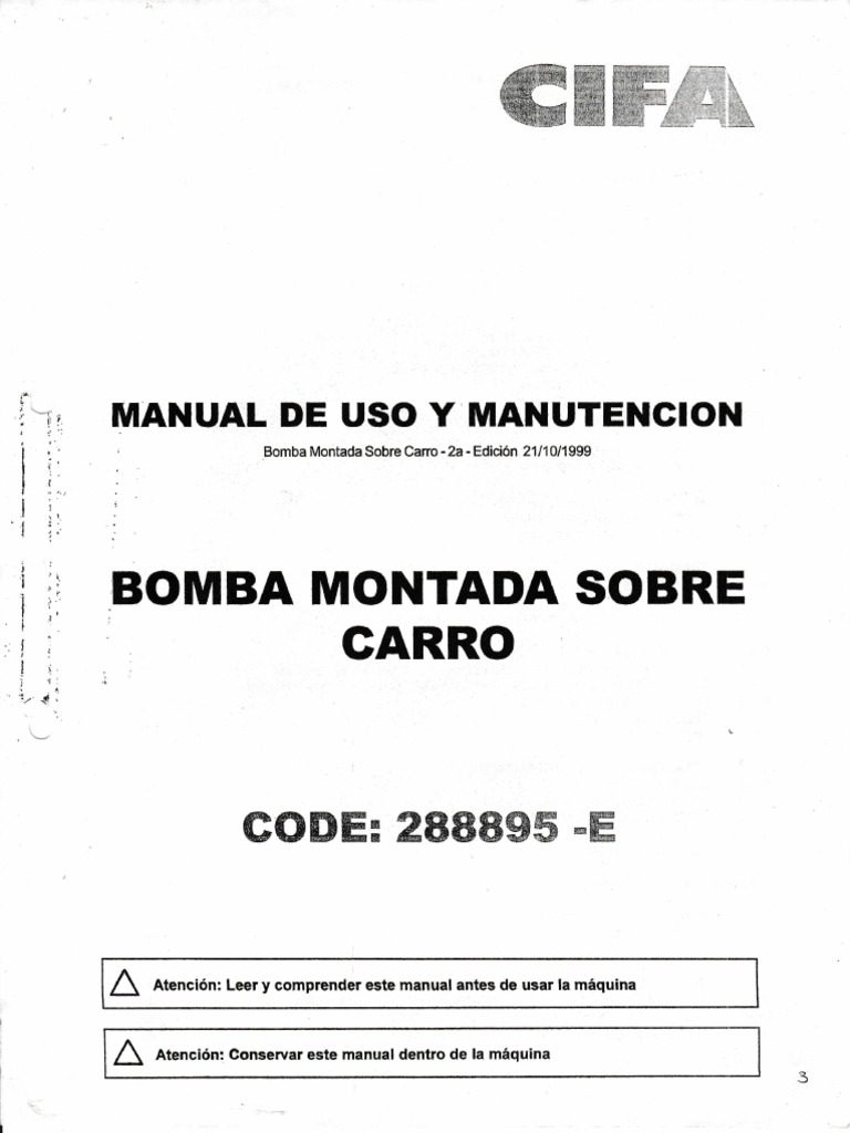 Manual de Uso y Mantenimiento Bomba CIFA | PDF | Tecnología
