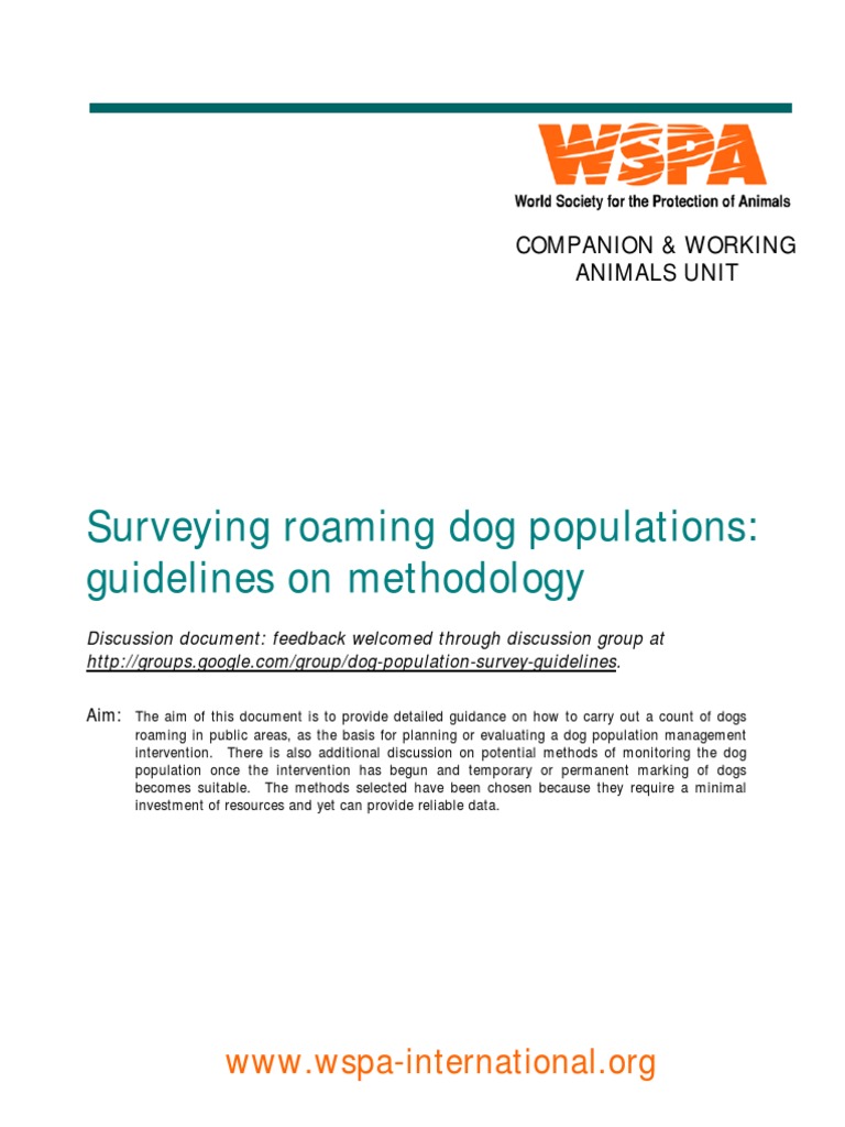 Dog Population Survey Guidelines | PDF | Standard Deviation | Variance