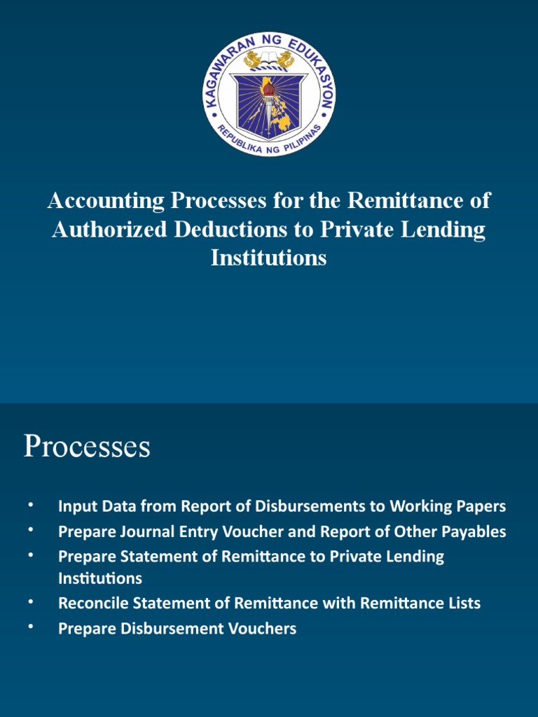 Accounting Processes For Remittance To PLIs | PDF | Cheque | Payments