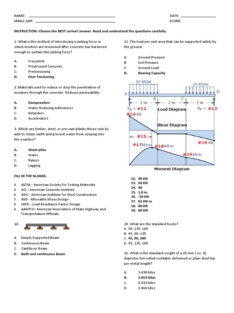 Concrete exam practice questions PDF Stairs Concrete