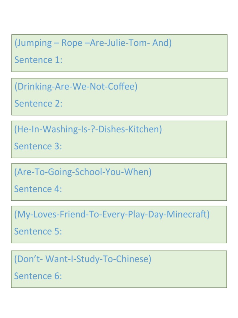 Sentence Structure Present Tenses Warmers Coolers 127136 PDF
