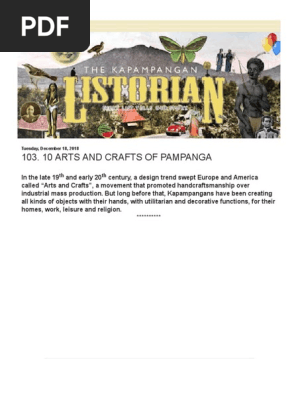 The Kapampangan Listorian- 103. 10 ARTS AND CRAFTS OF PAMPANGA