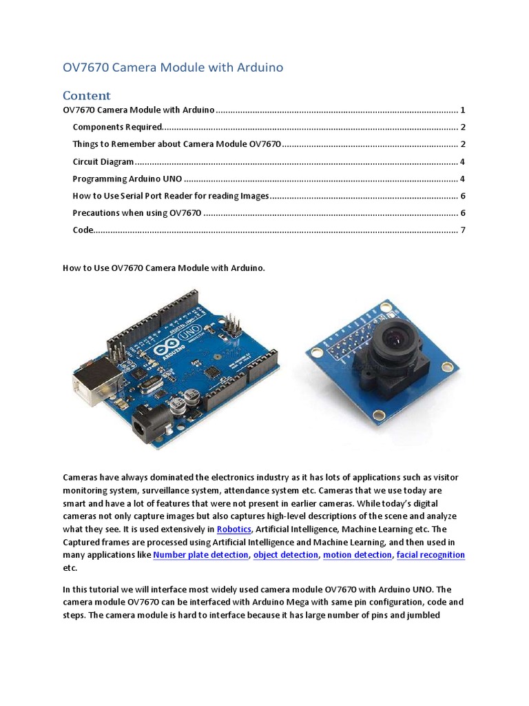Arduino Tutorial OV7670 Camera Module | PDF | Arduino | Camera
