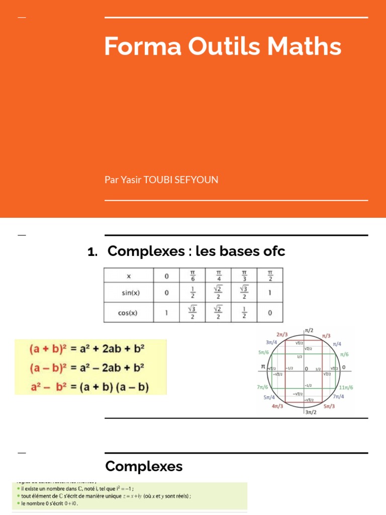 Bases des Complexes et Analyse Mathématique | PDF