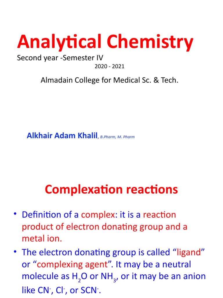 Lecture 1. Complexometric Titration PDF Coordination Complex Ligand