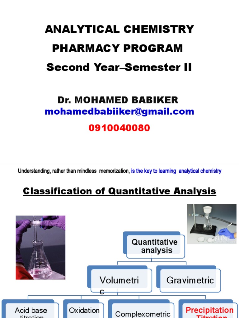 Lecture 6. Precipitation Titration PDF Titration Chemistry
