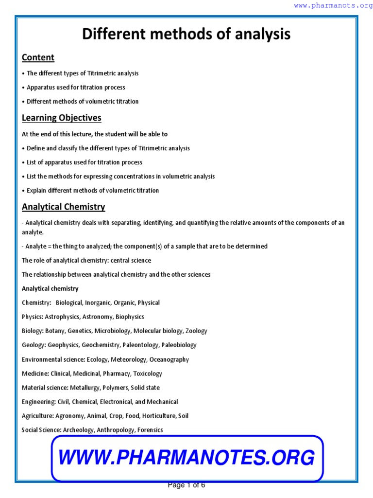 Titrimetric Analysis Methods Explained | PDF | Titration | Chemistry