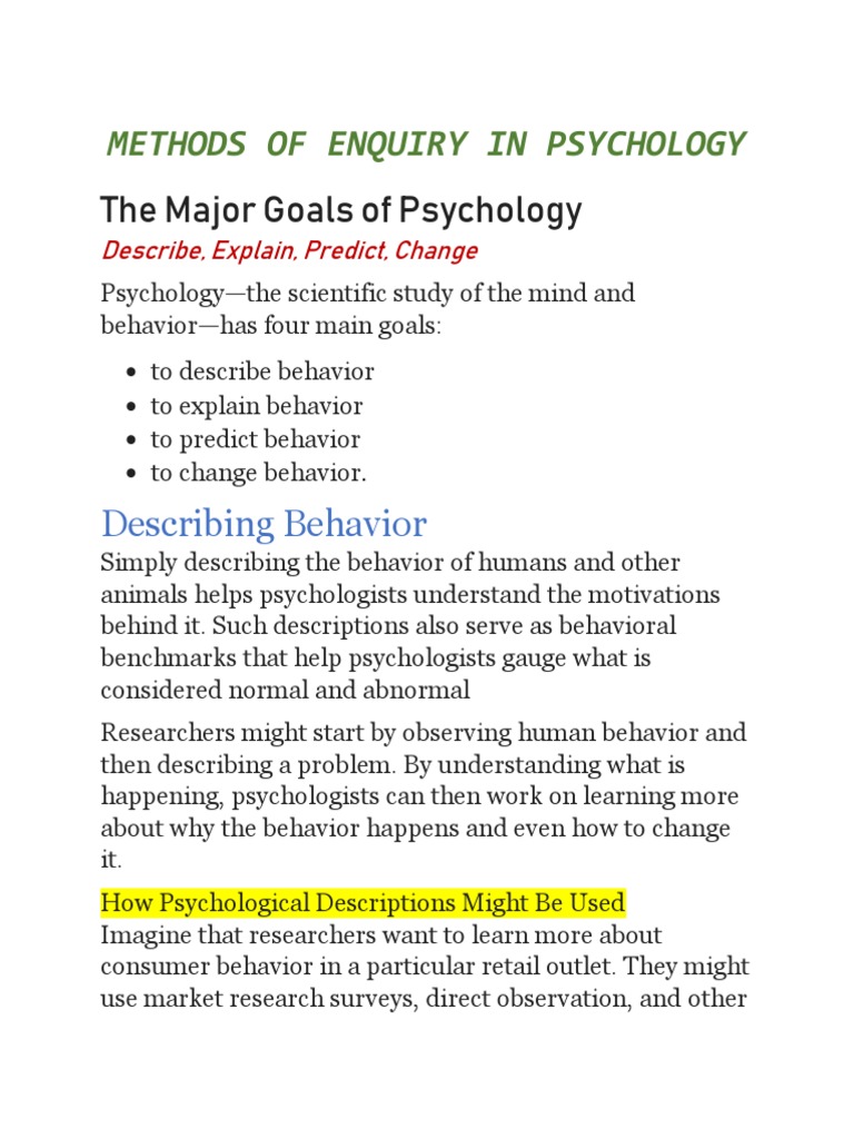 Methods of Psychology PDF Scientific Method Hypothesis